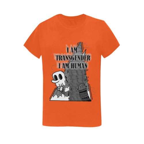 I am human orange Women's T-Shirt in USA Size (Two Sides Printing)