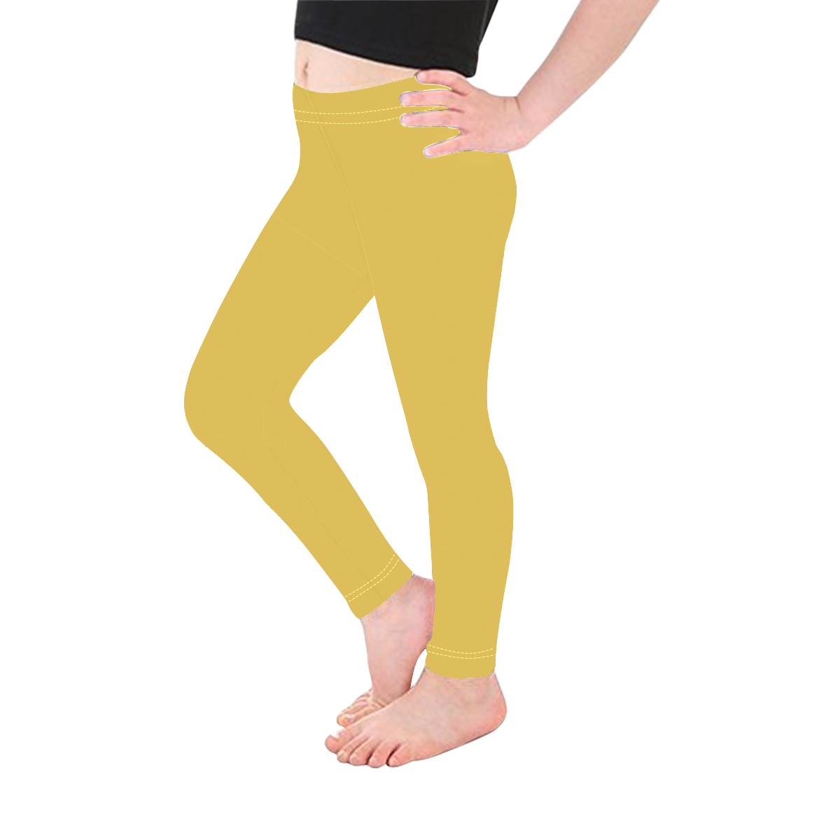 Designer Color Solid Primrose Yellow Kid's Ankle Length Leggings (Model L06)