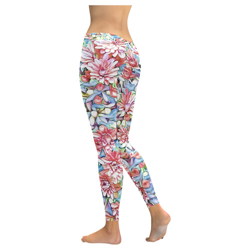 lovely floral 31F by FeelGood Women's Low Rise Leggings (Invisible Stitch) (Model L05)