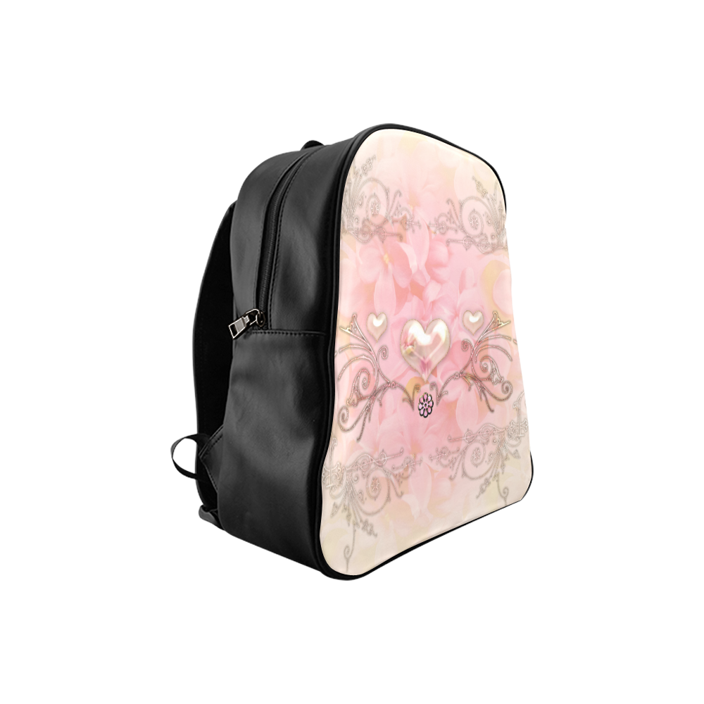 Hearts, soft colors School Backpack (Model 1601)(Small)