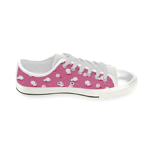 Pink Pretty Kitty Low Top Canvas Shoes for Kid (Model 018)