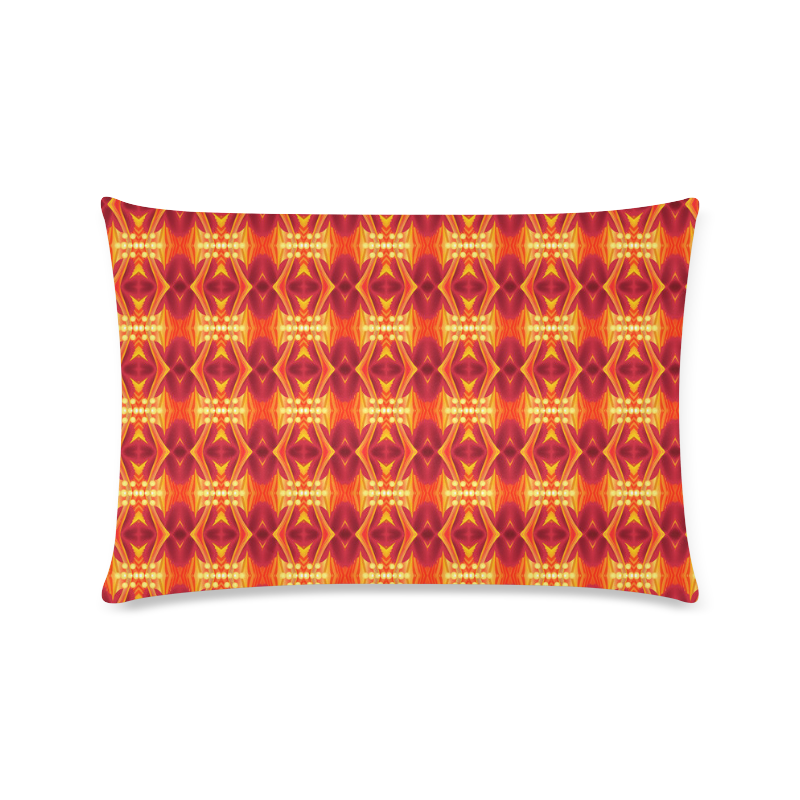 Red Waves Floral Custom Rectangle Pillow Case 16"x24" (one side)