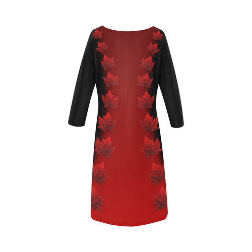 Canada Maple Leaf Dresses Long Sleeve Round Collar Dress (D22)