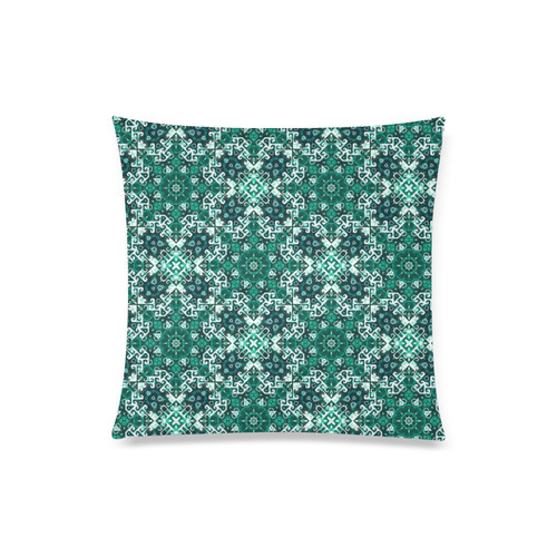 Bohemian Aqua Green Fancy Tile Custom Zippered Pillow Case 20"x20"(Twin Sides)
