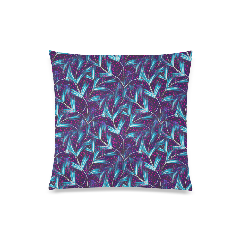 Blue Feathers Pattern Custom Zippered Pillow Case 20"x20"(Twin Sides)