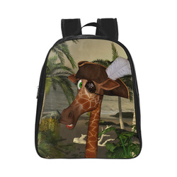 Funny giraffe as a pirate School Backpack (Model 1601)(Small)