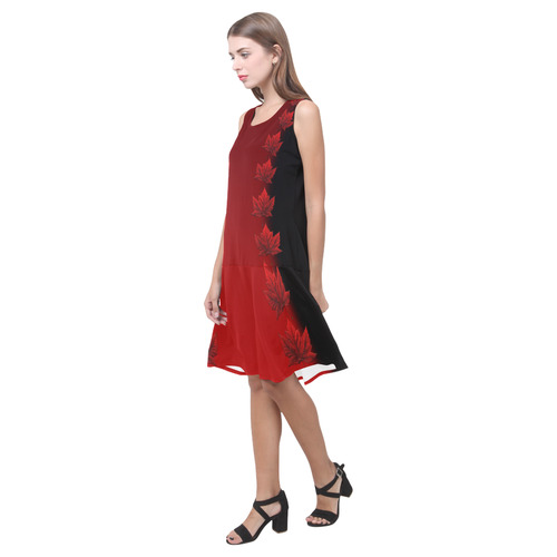 Canada Maple Leaf Dresses - Black Sleeveless Splicing Shift Dress(Model D17)
