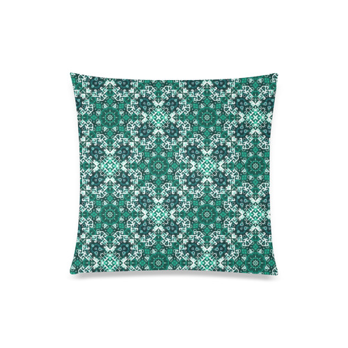 Bohemian Aqua Green Fancy Tile Custom Zippered Pillow Case 20"x20"(Twin Sides)