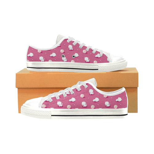 Pink Pretty Kitty Low Top Canvas Shoes for Kid (Model 018)