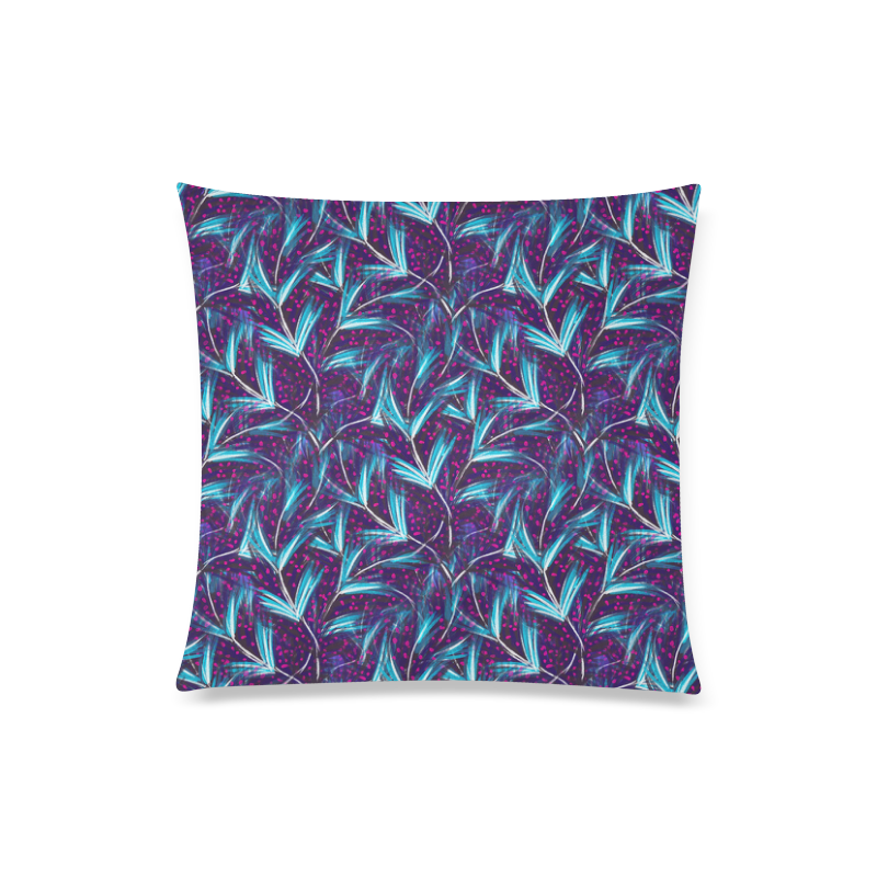 Blue Feathers Pattern Custom Zippered Pillow Case 20"x20"(Twin Sides)