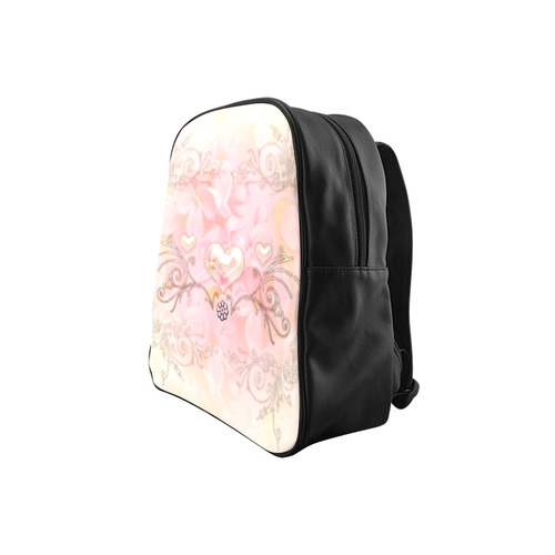 Hearts, soft colors School Backpack (Model 1601)(Small)