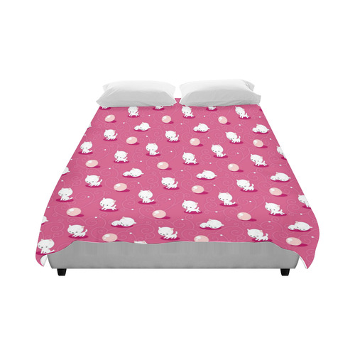 Kid's Pink Pretty Kitty Duvet Cover 86"x70" ( All-over-print)