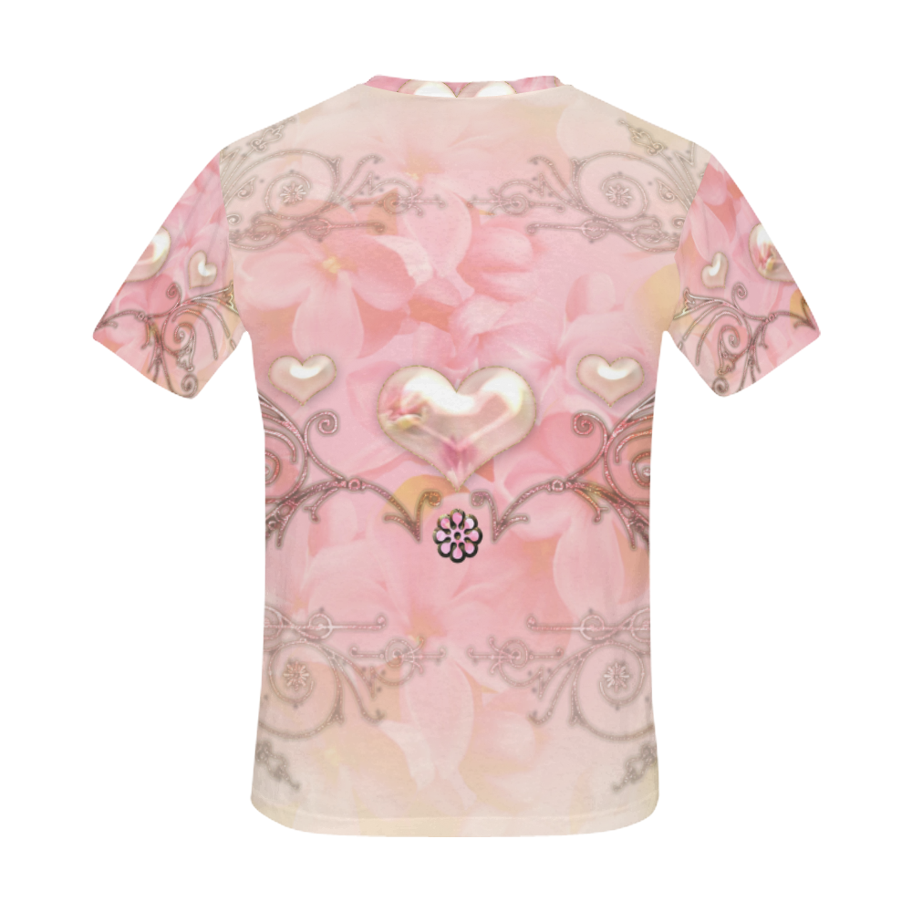 Hearts, soft colors All Over Print T-Shirt for Men (USA Size) (Model T40)