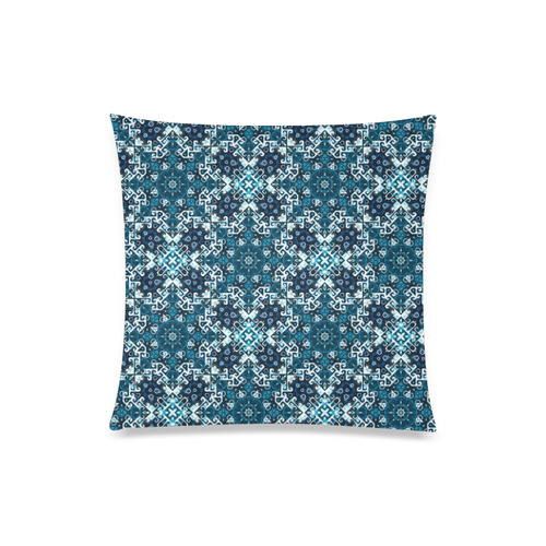 Boho Blue Fancy Tiles Custom Zippered Pillow Case 20"x20"(Twin Sides)
