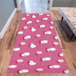 Kid's Pink Pretty Kitty Area Rug 9'6''x3'3''