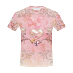 Hearts, soft colors All Over Print T-Shirt for Men (USA Size) (Model T40)