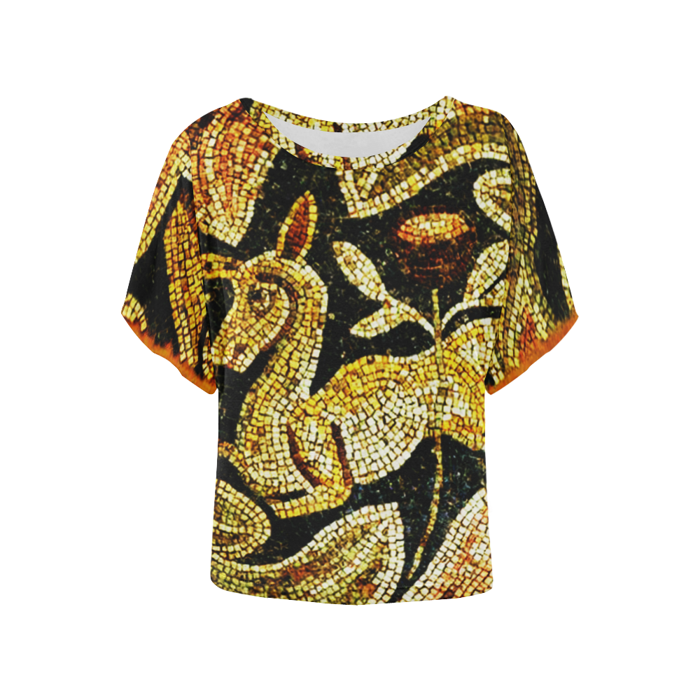 Byzantine Deer Women's Batwing-Sleeved Blouse T shirt (Model T44)