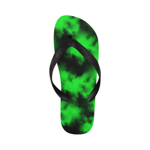 Green and black clouds Flip Flops for Men/Women (Model 040)