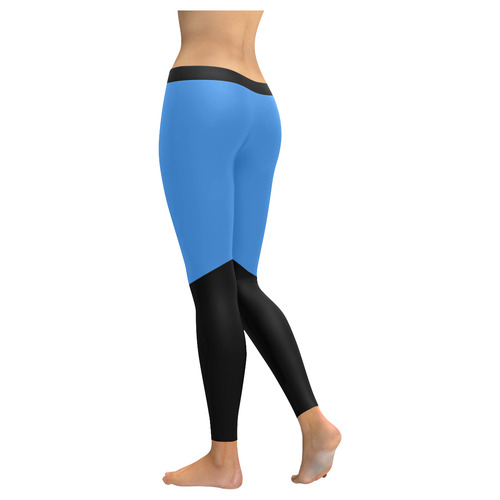 Blue Runaway Athletics Women's Low Rise Leggings (Invisible Stitch) (Model L05)