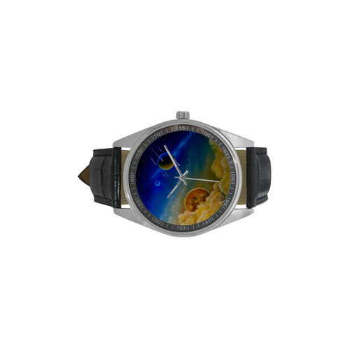 Cosmic Illumination Men's Casual Leather Strap Watch(Model 211)
