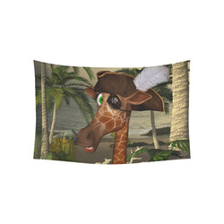 Funny giraffe as a pirate Cotton Linen Wall Tapestry 60"x 40"