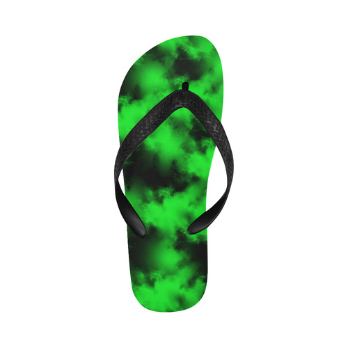 Green and black clouds Flip Flops for Men/Women (Model 040)