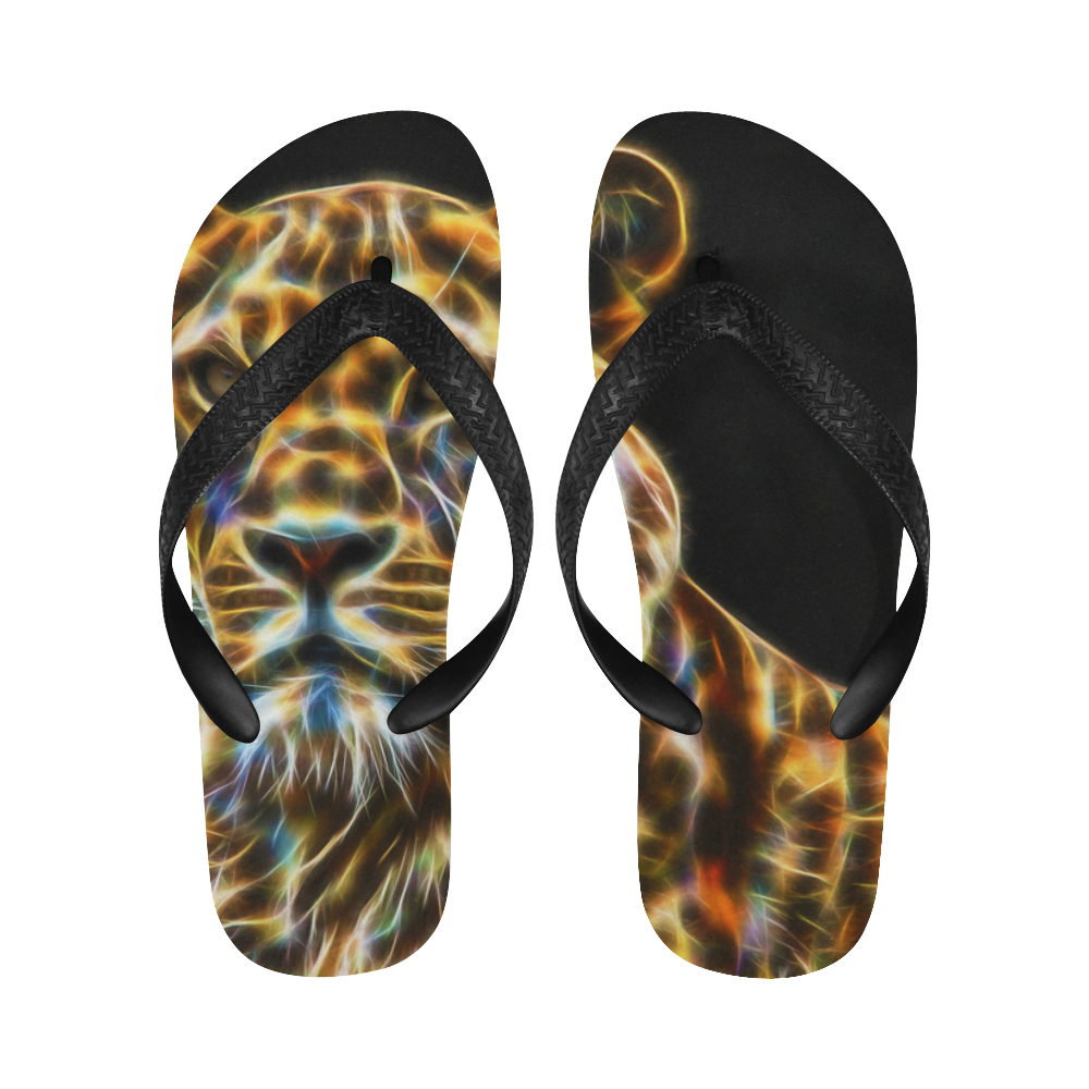 Lioness fractal Flip Flops for Men/Women (Model 040)