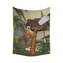 Funny giraffe as a pirate Cotton Linen Wall Tapestry 60"x 80"