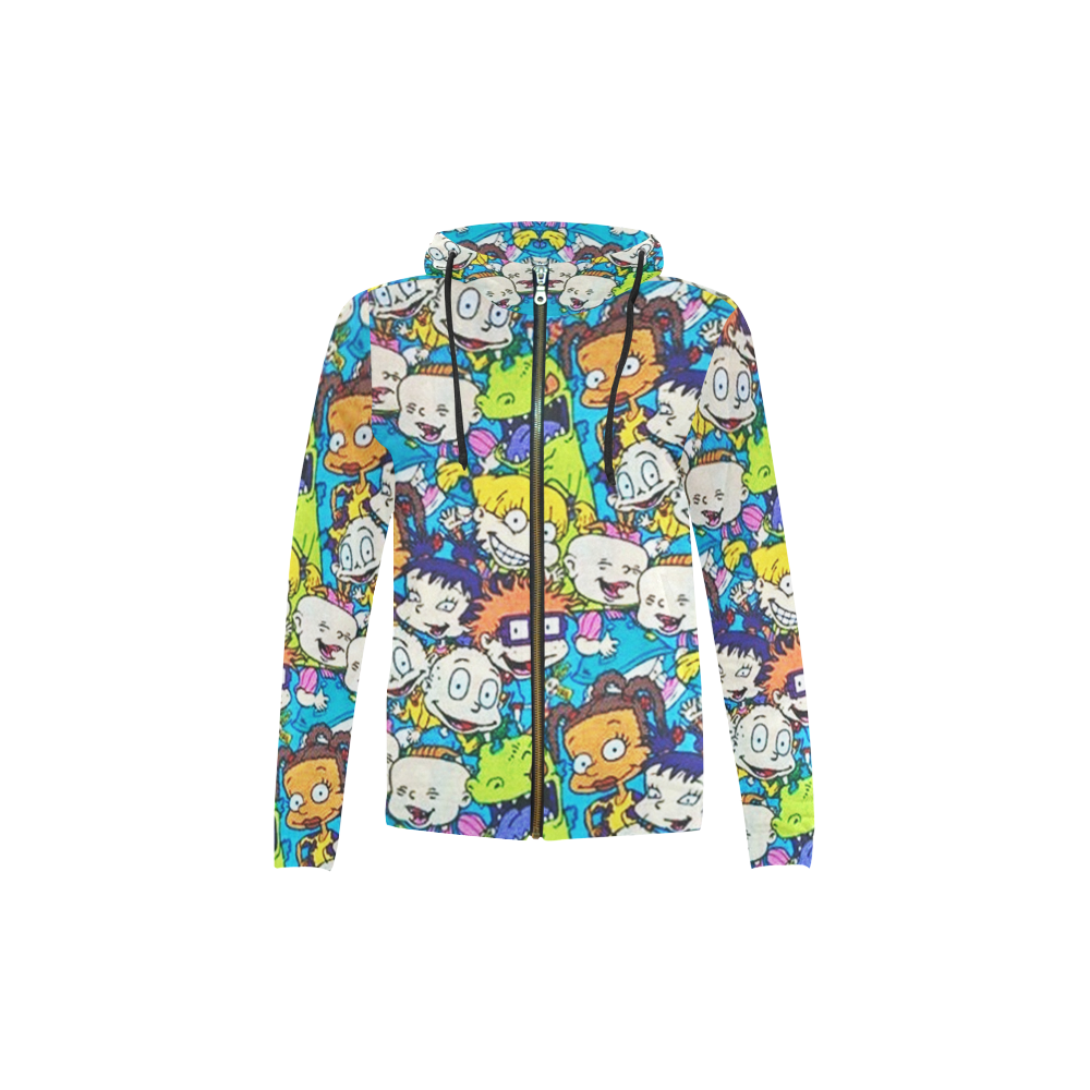 rugrats pattern All Over Print Full Zip Hoodie for Kid (Model H14)