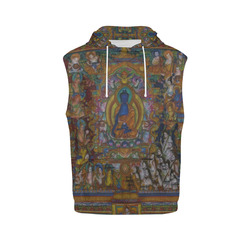 Awesome Thanka With The Holy Medicine Buddha All Over Print Sleeveless Hoodie for Men (Model H15)