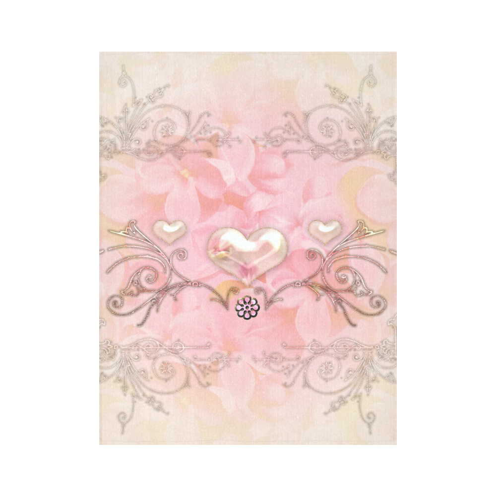 Hearts, soft colors Cotton Linen Wall Tapestry 60"x 80"