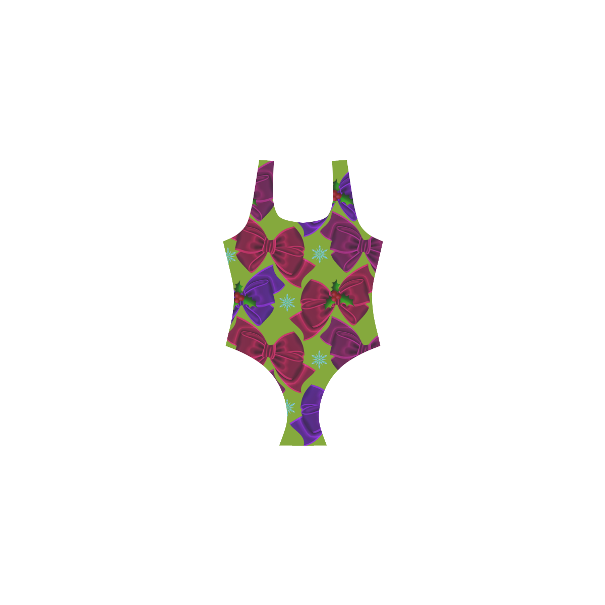 Christmas bows a plenty in green Vest One Piece Swimsuit (Model S04)