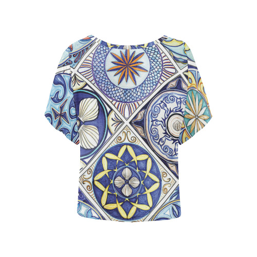 Siculo_blouse_ceramica Women's Batwing-Sleeved Blouse T shirt (Model T44)