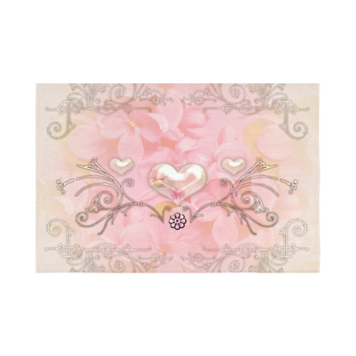 Hearts, soft colors Cotton Linen Wall Tapestry 90"x 60"
