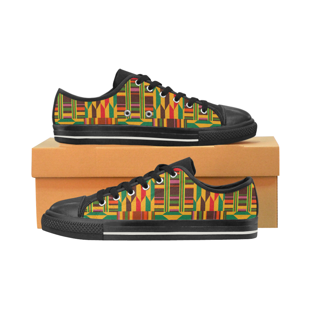 Colourful Kente Women's Classic Canvas Shoes (Model 018)