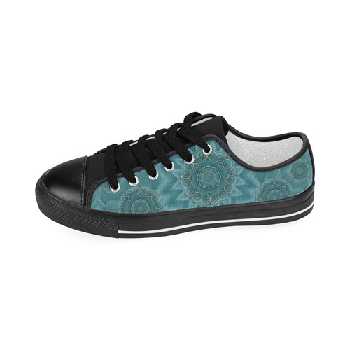 Wood and stars in the blue pop art Women's Classic Canvas Shoes (Model 018)
