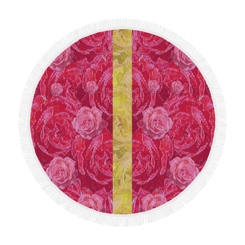 Rose and roses and another rose Circular Beach Shawl 59"x 59"
