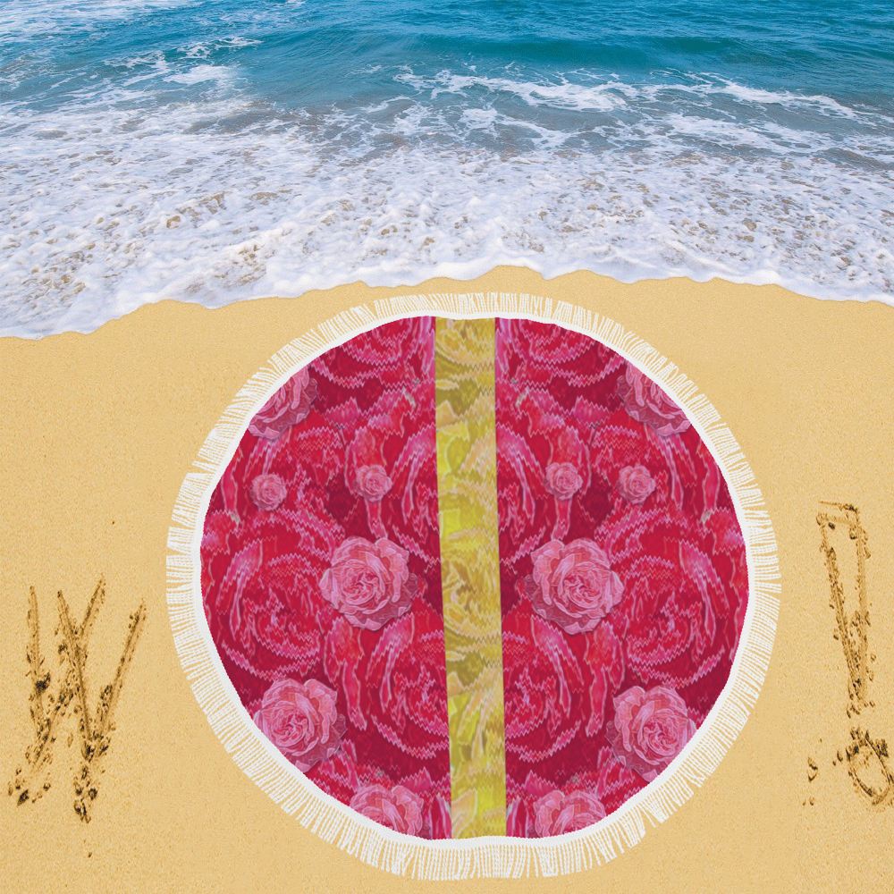 Rose and roses and another rose Circular Beach Shawl 59"x 59"