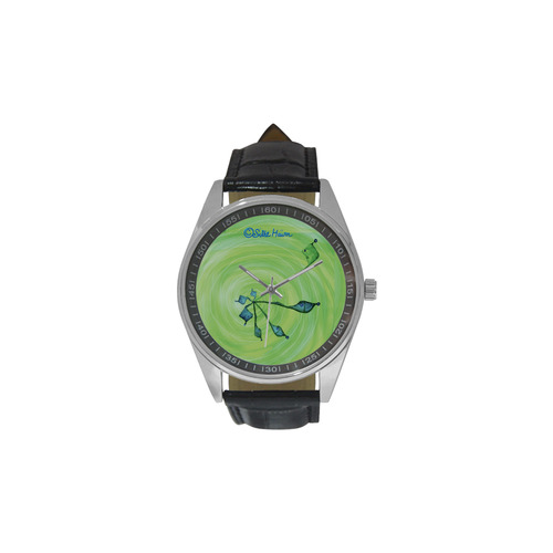 Renewal Sitre haim energetic shield green power Men's Casual Leather Strap Watch(Model 211)