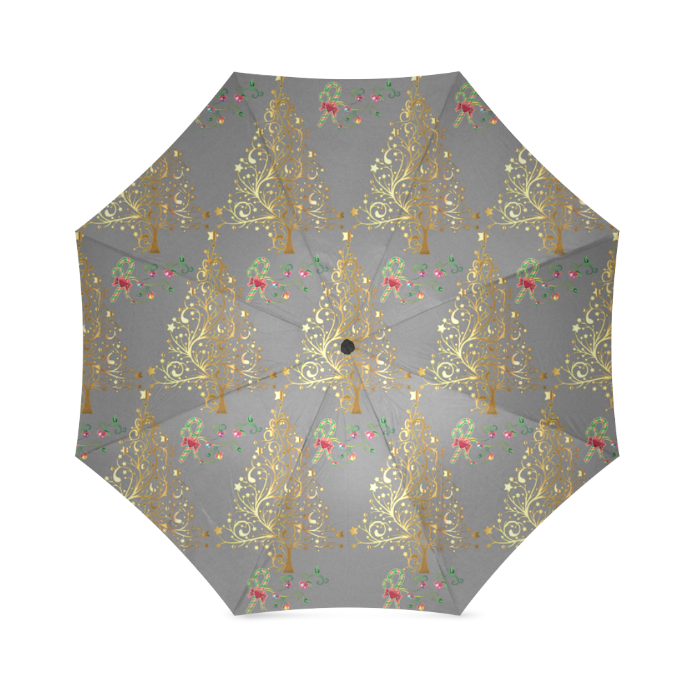 Golden Chrismas trees Foldable Umbrella (Model U01)