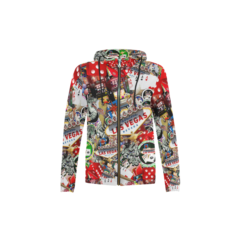 Las Vegas Icons - Gamblers Delight All Over Print Full Zip Hoodie for Kid (Model H14)