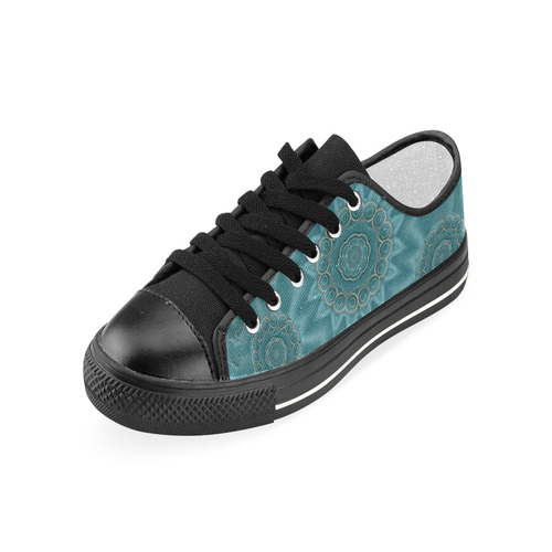 Wood and stars in the blue pop art Women's Classic Canvas Shoes (Model 018)
