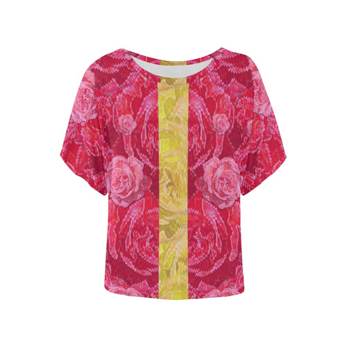 Rose and roses and another rose Women's Batwing-Sleeved Blouse T shirt (Model T44)