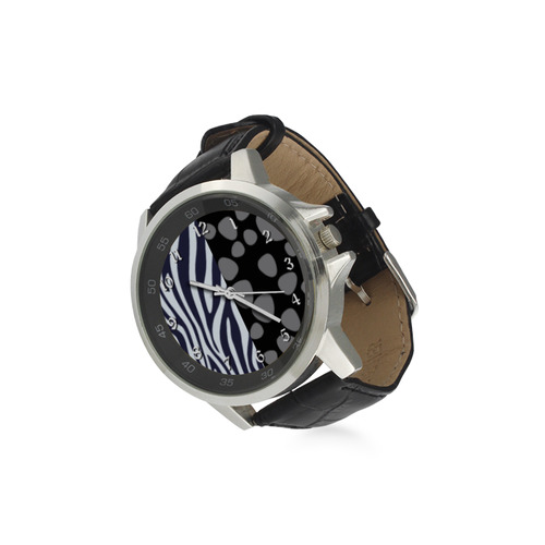 Zebra & Leopard Skin Unisex Stainless Steel Leather Strap Watch(Model 202)
