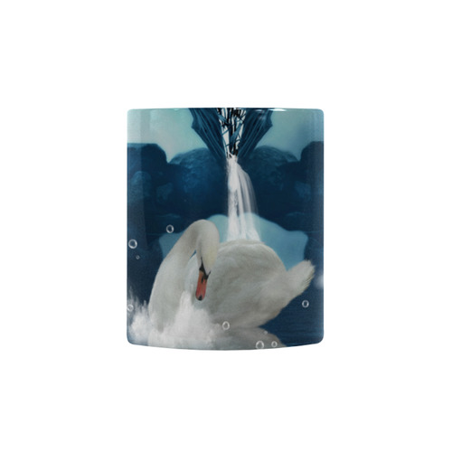 Beautiful swan with waterfalls Custom Morphing Mug