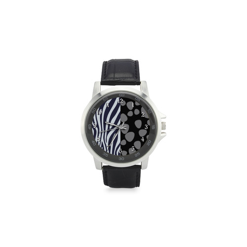 Zebra & Leopard Skin Unisex Stainless Steel Leather Strap Watch(Model 202)