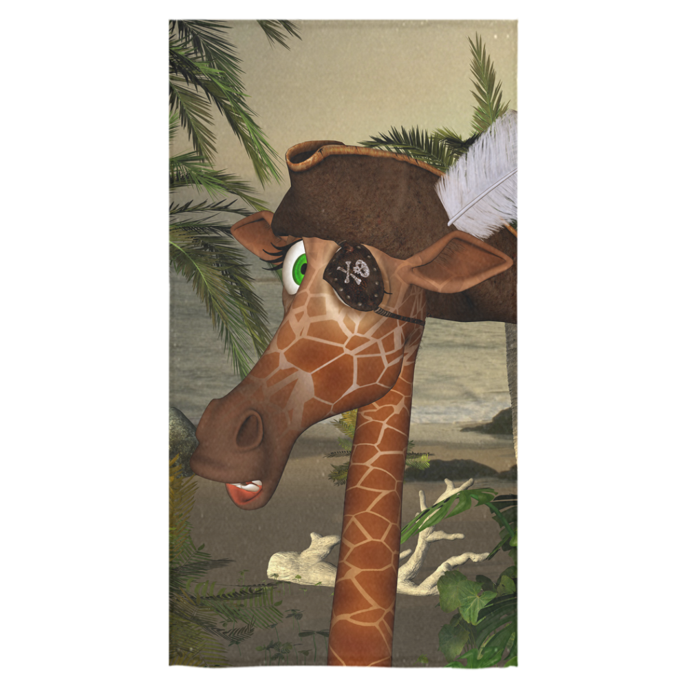 Funny giraffe as a pirate Bath Towel 30"x56"