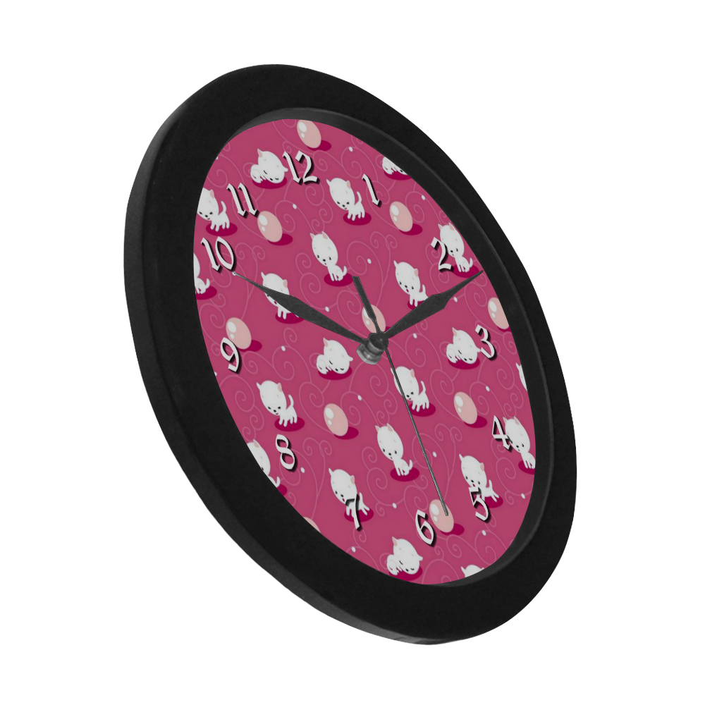 Pink Pretty Kitty Circular Plastic Wall clock