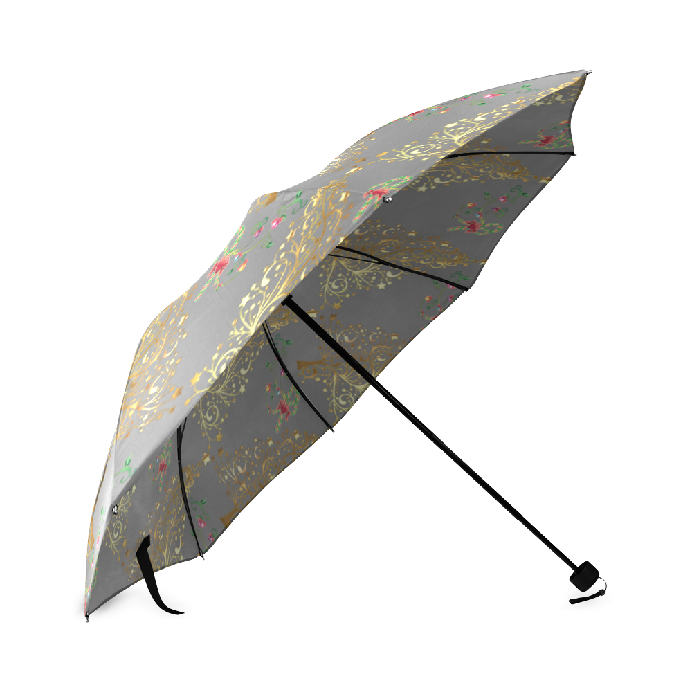Golden Chrismas trees Foldable Umbrella (Model U01)