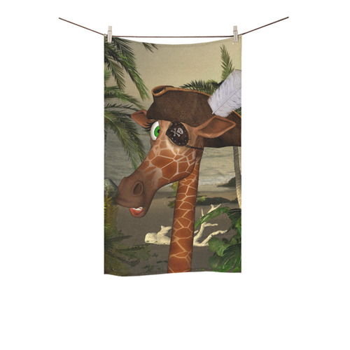 Funny giraffe as a pirate Custom Towel 16"x28"